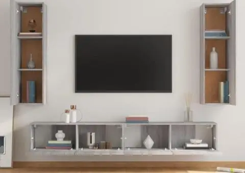 Set dulapuri TV, 4 piese, gri sonoma, lemn prelucrat - 3/5