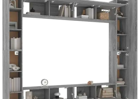 Set dulap TV, 8 piese, gri sonoma, lemn prelucrat - 4/5