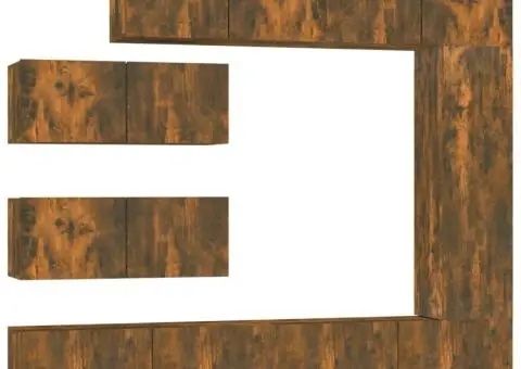 Set comodă TV, 7 piese, stejar fumuriu, lemn compozit - 2/5