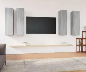vidaXL Comode TV, 4 buc., gri sonoma, 30,5x30x110 cm, lemn prelucrat