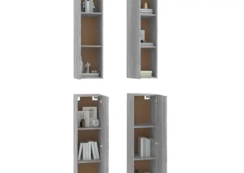 Comode TV, 4 buc., gri sonoma, 30,5x30x110 cm, lemn prelucrat - 4/5