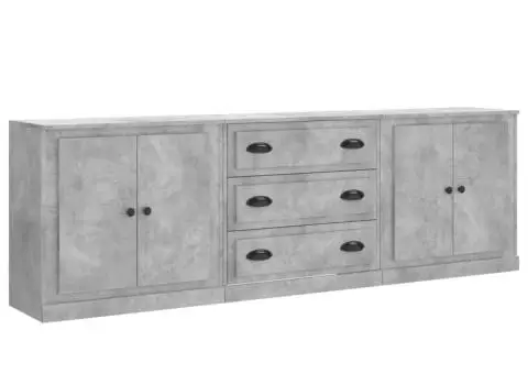 Servante, 3 piese, gri beton, lemn prelucrat - 2/5