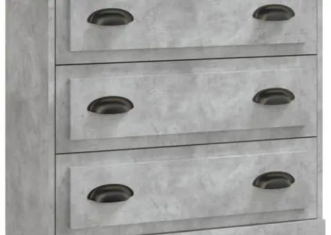 Servante, 3 piese, gri beton, lemn prelucrat - 4/5