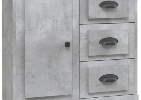 Servante, 2 piese, gri beton, lemn prelucrat - 4/5