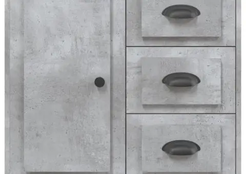 Servante, 2 piese, gri beton, lemn prelucrat - 5/5