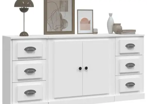 Servante, 3 piese, alb, lemn prelucrat - 4/5