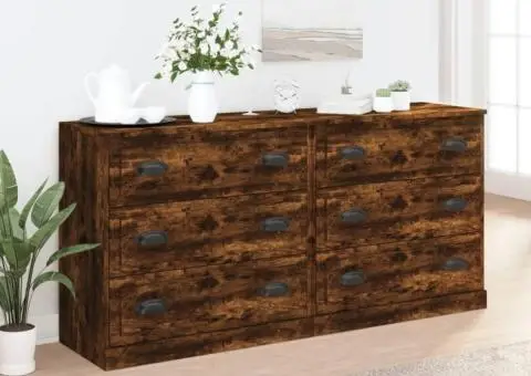 Servante, 2 buc., stejar afumat, lemn prelucrat - 1/5