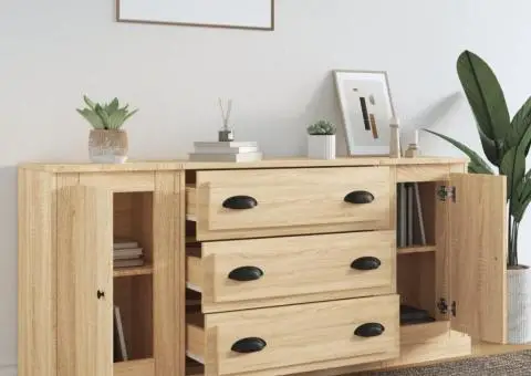 Servante, 3 piese, stejar sonoma, lemn prelucrat - 3/5