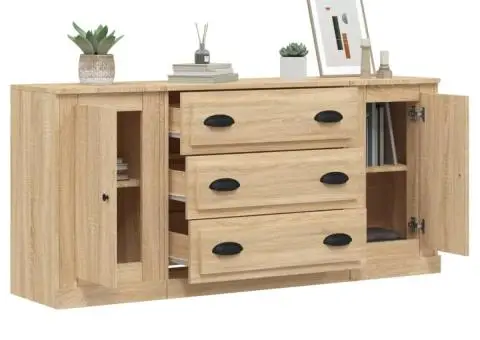 Servante, 3 piese, stejar sonoma, lemn prelucrat - 4/5