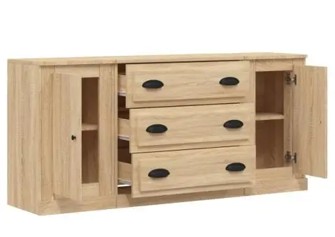 Servante, 3 piese, stejar sonoma, lemn prelucrat - 5/5