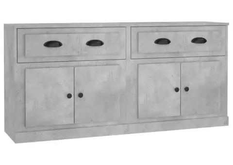 Servante, 2 piese, gri beton, lemn prelucrat - 2/5