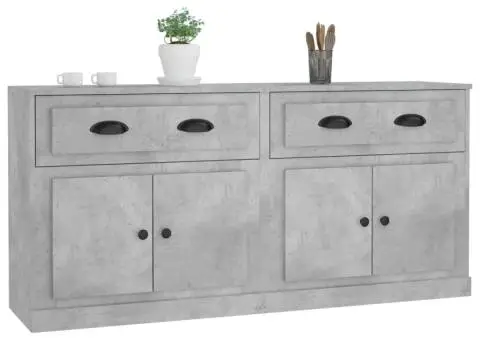 Servante, 2 piese, gri beton, lemn prelucrat - 4/5