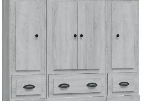 Dulapuri înalte, 3 buc., gri sonoma, lemn prelucrat - 2/5