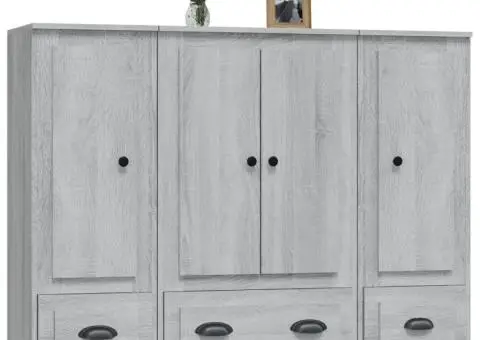 Dulapuri înalte, 3 buc., gri sonoma, lemn prelucrat - 4/5