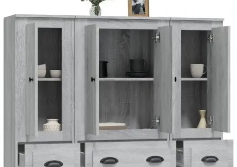 Dulapuri înalte, 3 buc., gri sonoma, lemn prelucrat - 5/5