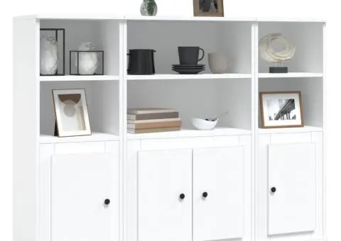 Dulapuri înalte, 3 piese, alb, lemn prelucrat - 4/5