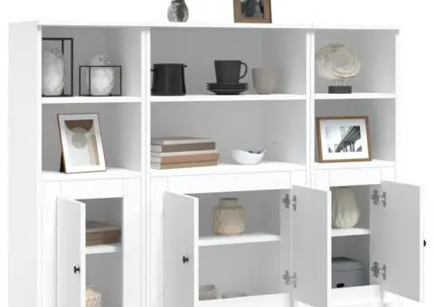 Dulapuri înalte, 3 piese, alb, lemn prelucrat - 5/5