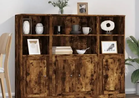 Dulapuri înalte, 3 buc., stejar fumuriu, lemn compozit - 1/5