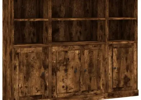 Dulapuri înalte, 3 buc., stejar fumuriu, lemn compozit - 2/5