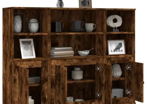 Dulapuri înalte, 3 buc., stejar fumuriu, lemn compozit - 5/5