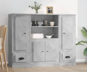 vidaXL Dulapuri înalte, 3 buc., gri beton, lemn prelucrat