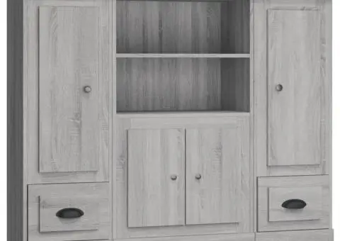 Dulapuri înalte, 3 buc., gri sonoma, lemn prelucrat - 2/5