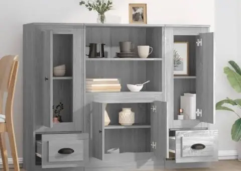 Dulapuri înalte, 3 buc., gri sonoma, lemn prelucrat - 3/5