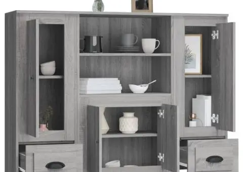 Dulapuri înalte, 3 buc., gri sonoma, lemn prelucrat - 5/5