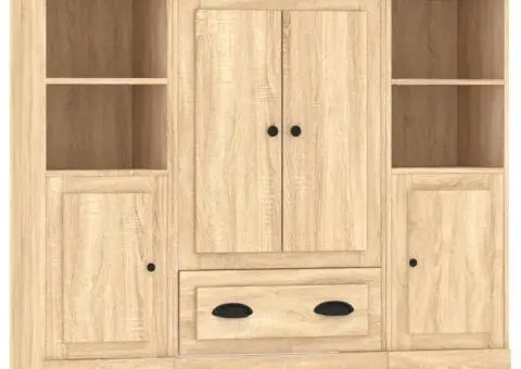 Dulapuri înalte, 3 buc., stejar sonoma, lemn prelucrat - 2/5