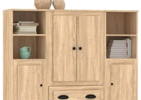 Dulapuri înalte, 3 buc., stejar sonoma, lemn prelucrat - 4/5