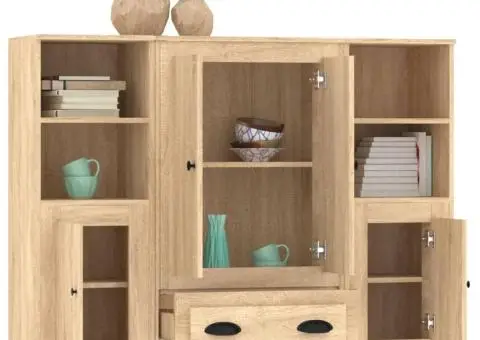 Dulapuri înalte, 3 buc., stejar sonoma, lemn prelucrat - 5/5