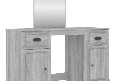 Masă de toaletă cu oglindă, sonoma gri, 130x50x132,5 cm - 2/5