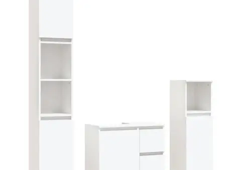 Set dulapuri de baie, 3 piese, alb, lemn prelucrat - 2/5