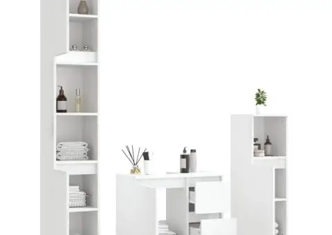 Set dulapuri de baie, 3 piese, alb, lemn prelucrat - 4/5