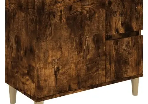 Set dulapuri de baie, 3 piese, stejar afumat, lemn prelucrat - 5/5