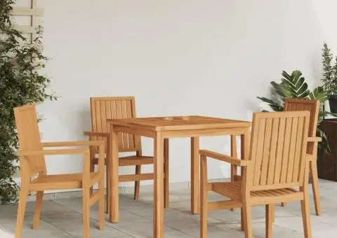 Scaune grădină stivuibile 4 buc. 56,5x57,5x91 cm lemn masiv tec - 1/5