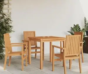 vidaXL Scaune grădină stivuibile 4 buc. 56,5x57,5x91 cm lemn masiv tec