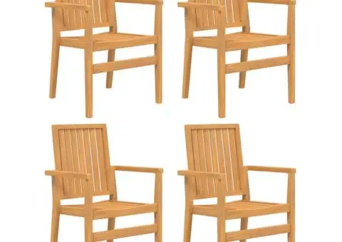 Scaune grădină stivuibile 4 buc. 56,5x57,5x91 cm lemn masiv tec - 2/5