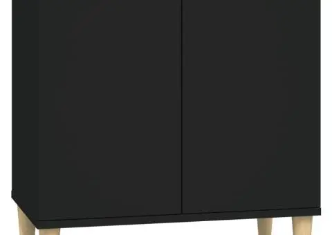 Set mobilier de baie, 3 piese, negru, lemn compozit - 5/5