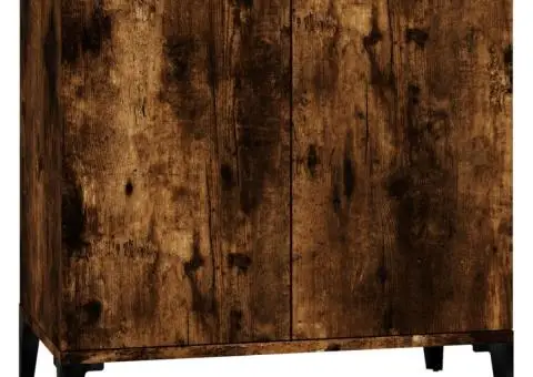 Set mobilier de baie, 3 piese, stejar fumuriu, lemn prelucrat - 5/5