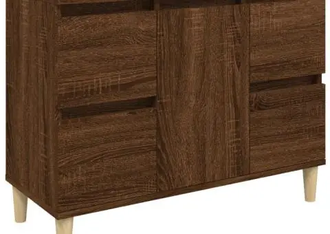 Set mobilier de baie, 3 piese, stejar maro, lemn prelucrat - 5/5