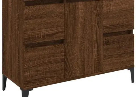 Set mobilier de baie, 3 piese, stejar maro, lemn prelucrat - 5/5