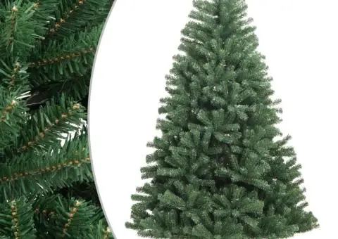 Brad de Crăciun artificial cu suport și balamale, verde, 210 cm - 1/5