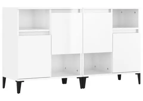 Dulapuri, 2 buc, alb extralucios, 60x35x70 cm, lemn prelucrat - 2/5