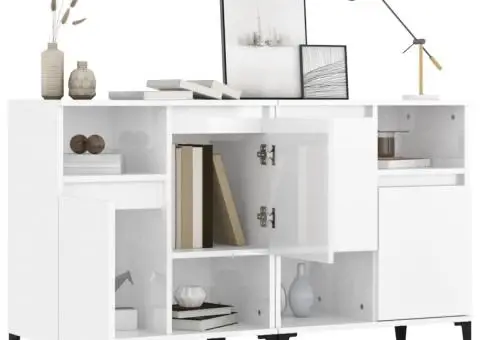 Dulapuri, 2 buc, alb extralucios, 60x35x70 cm, lemn prelucrat - 4/5