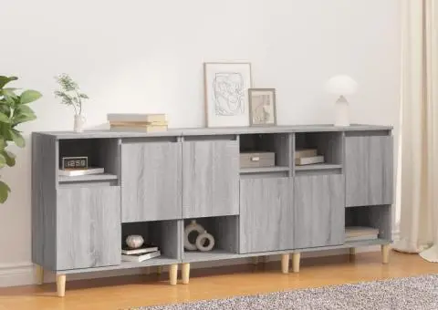 Dulapuri, 3 buc, sonoma gri, 60x35x70 cm, lemn prelucrat - 1/5