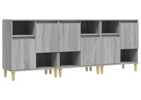 Dulapuri, 3 buc, sonoma gri, 60x35x70 cm, lemn prelucrat - 2/5