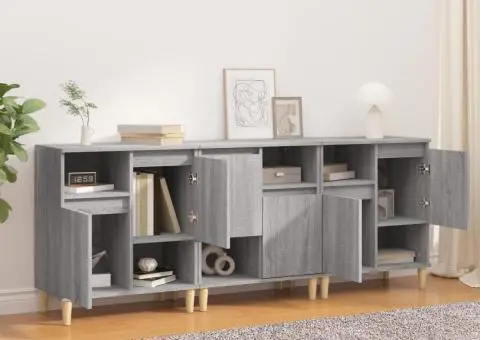 Dulapuri, 3 buc, sonoma gri, 60x35x70 cm, lemn prelucrat - 3/5