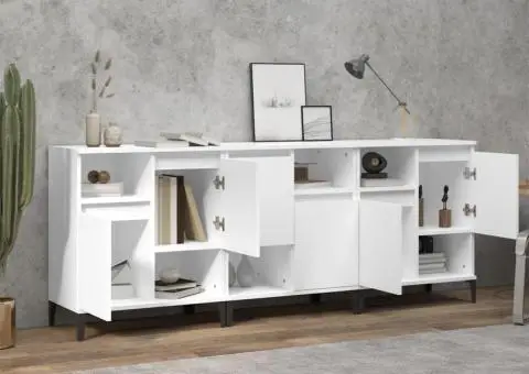 Dulapuri, 3 buc, alb, 60x35x70 cm, lemn prelucrat - 3/5