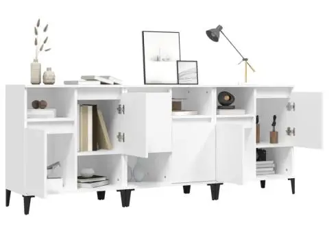 Dulapuri, 3 buc, alb, 60x35x70 cm, lemn prelucrat - 4/5